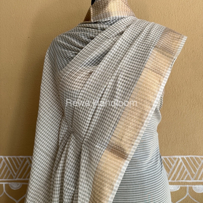 Maheshwari Light Pista Green Checks Dress Material CPT15