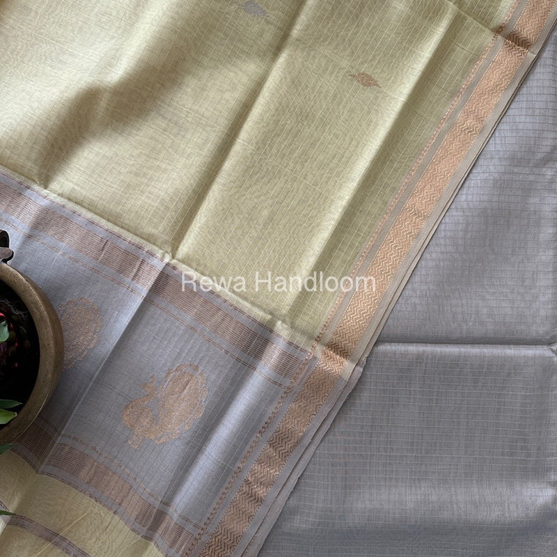 Maheshwari Beige-Light Yellow Motifs Top-Dupatta Set MS078