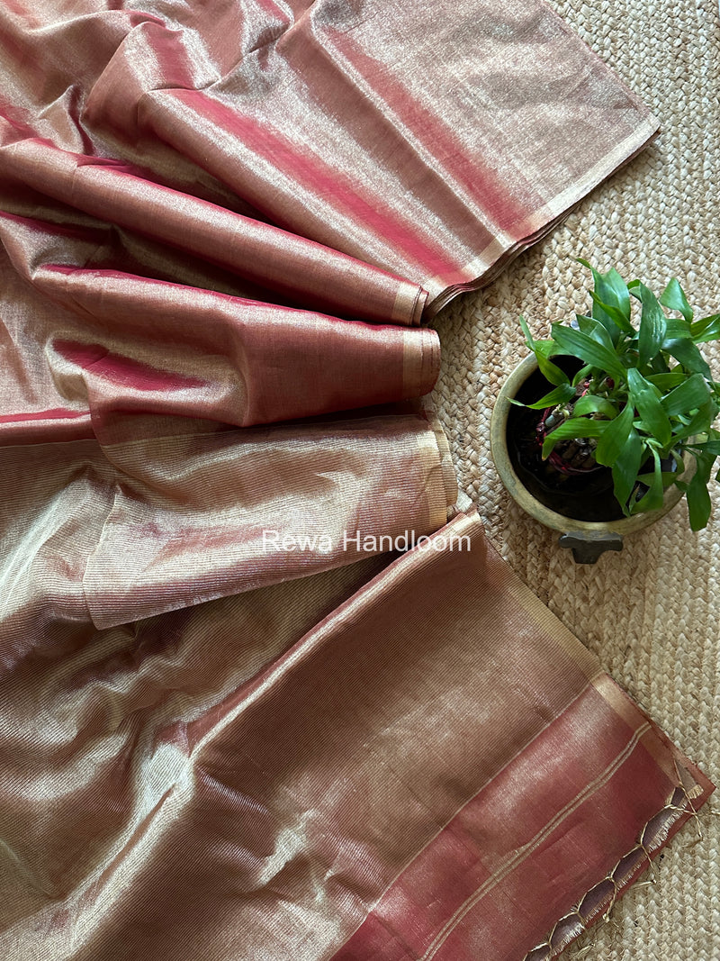 Maheshwari Red Tissue Saree TS050