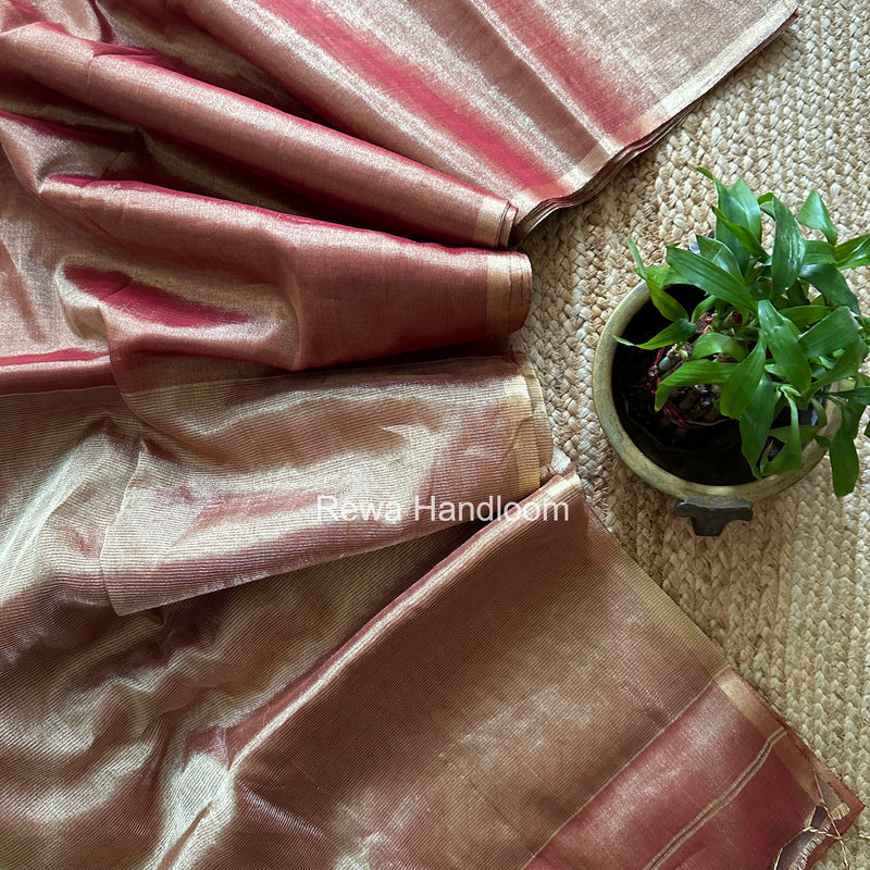 Maheshwari Red Tissue Saree TS050
