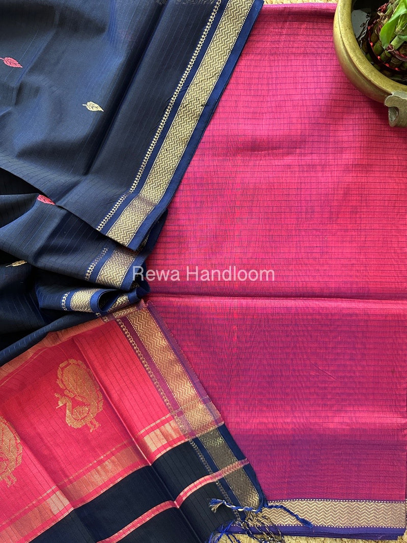 Maheshwari Peacock Buta-Buti Top-Dupatta Set