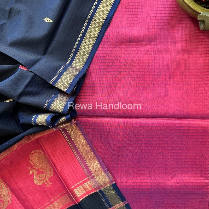 Maheshwari Peacock Buta-Buti Top-Dupatta Set