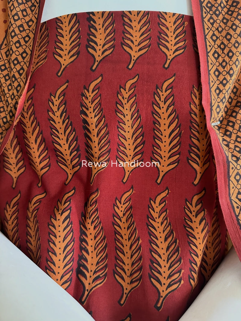 Maroon-Orange Bagh Print Cotton Suit BGCSJ0147