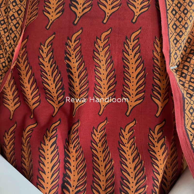 Maroon-Orange Bagh Print Cotton Suit BGCSJ0147