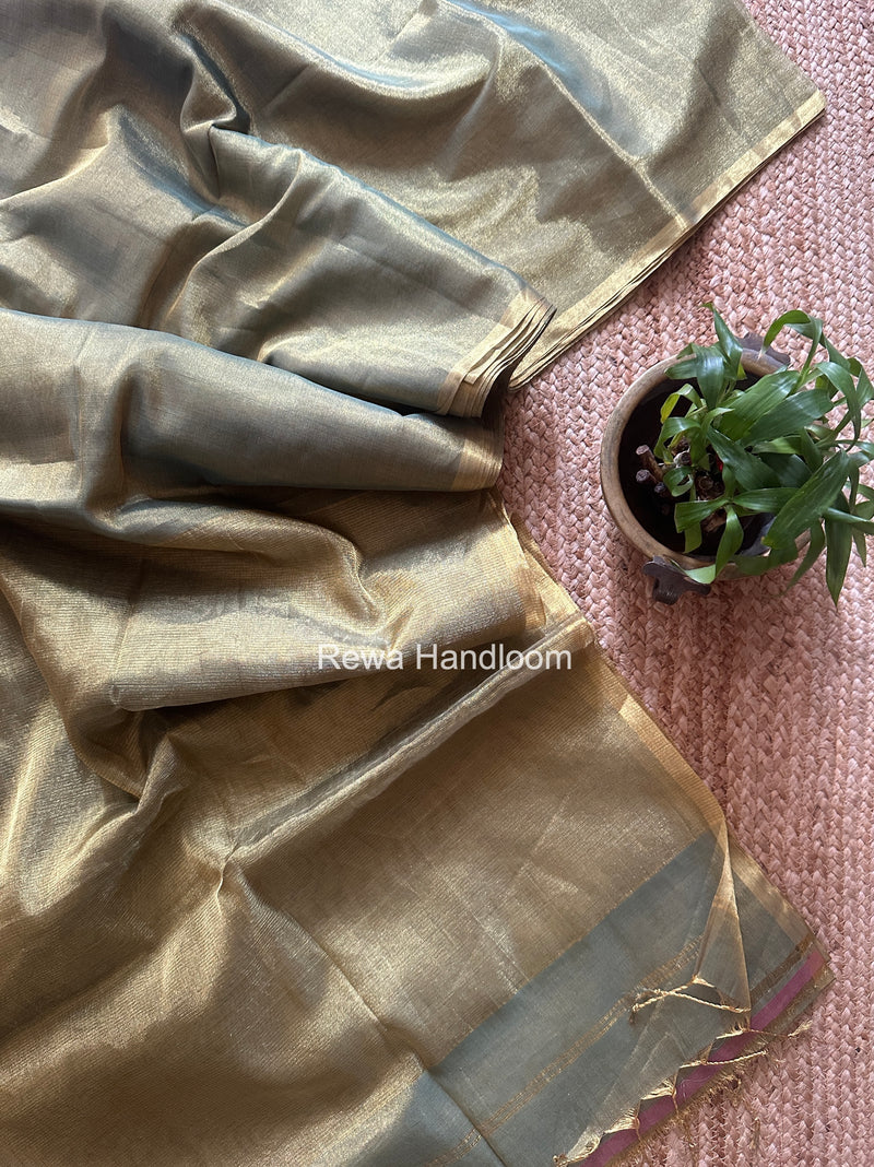 Maheshwari Green Tissue Saree TS049