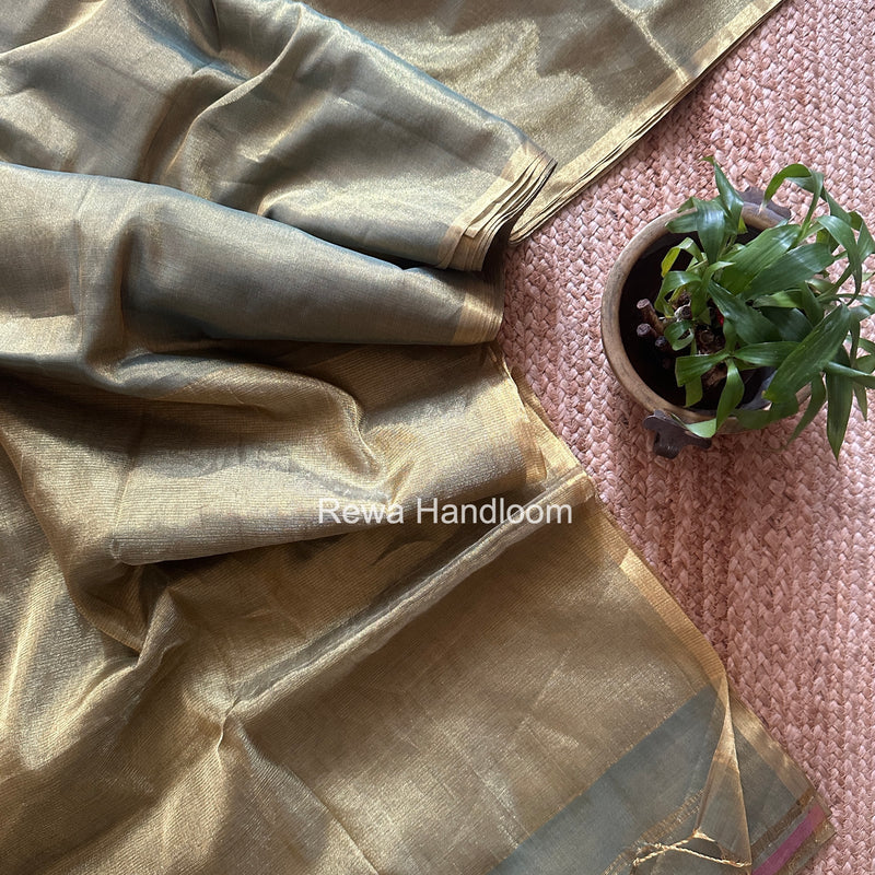 Maheshwari Green Tissue Saree TS049