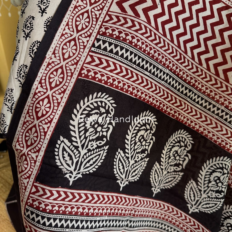 White-Black Bagh Print Cotton Suit BGCSJ0202
