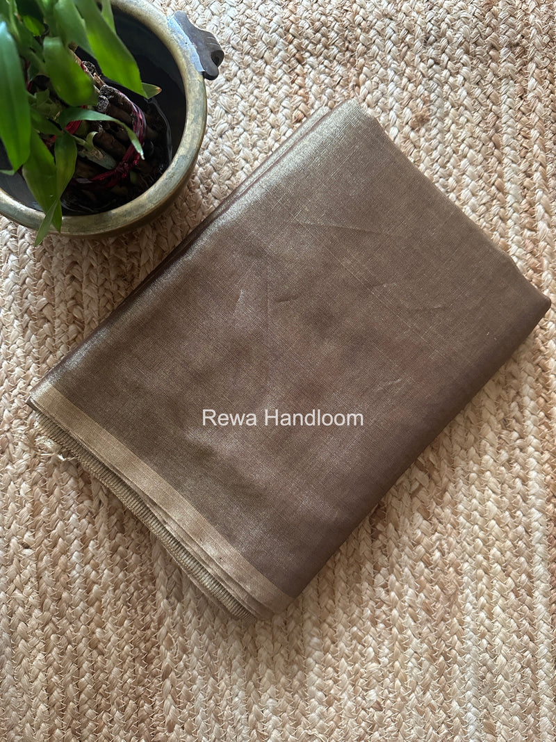 Maheshwari Golden Brown Tissue Saree TS048