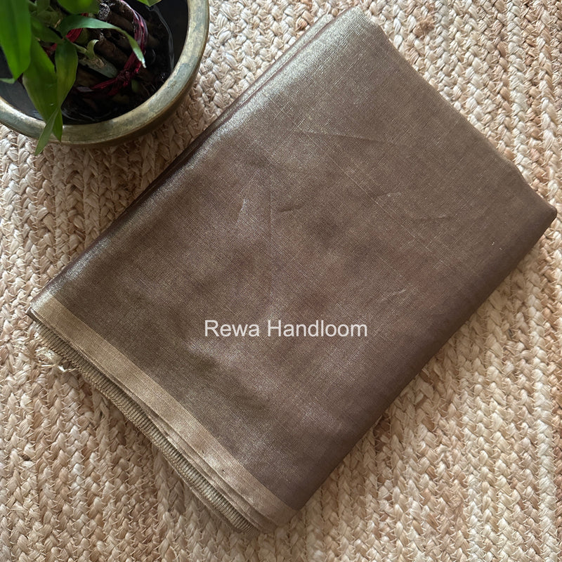 Maheshwari Golden Brown Tissue Saree TS048