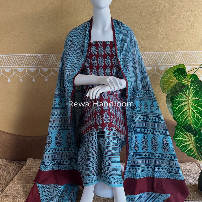 Bagh Print Cotton Suit 