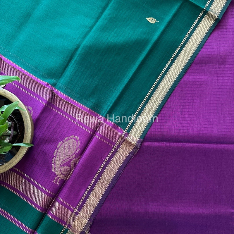 Maheshwari Purple-Green Motifs Top-Dupatta Set MS0132