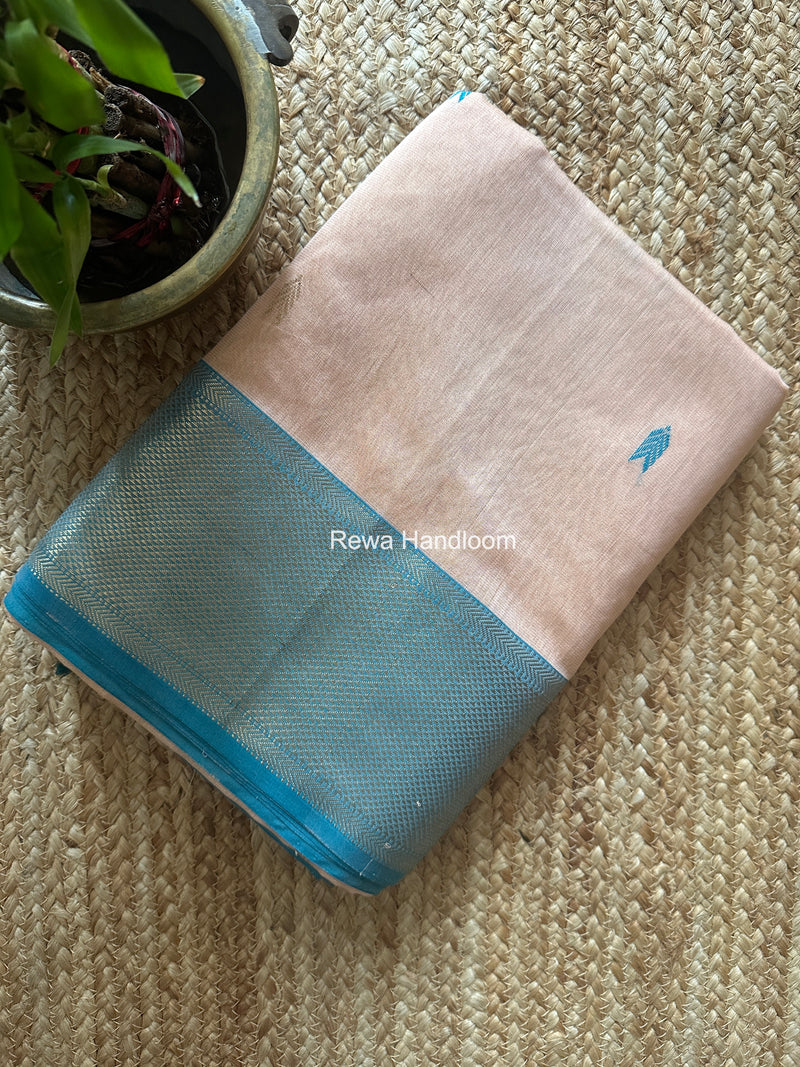 Maheshwari Peach Tissue Silk Saree TVBS02