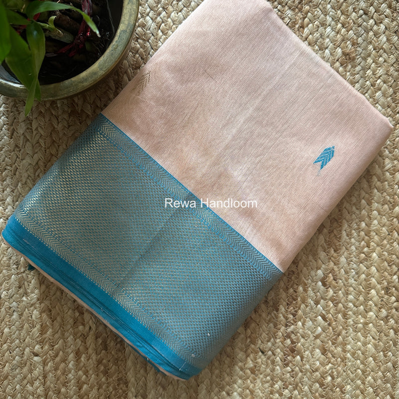 Maheshwari Peach Tissue Silk Saree TVBS02