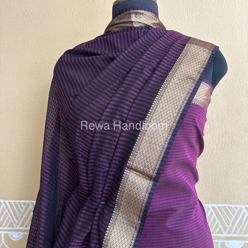 Maheshwari Wine Checks Dress Material CPT05