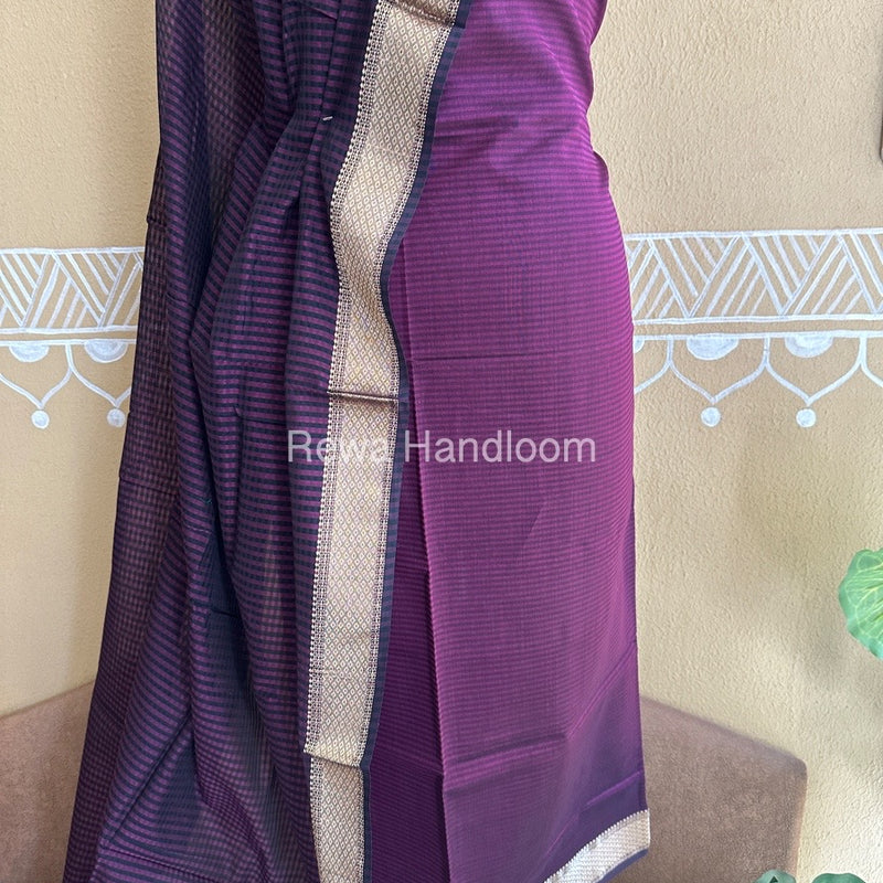 Maheshwari Wine Checks Dress Material CPT05
