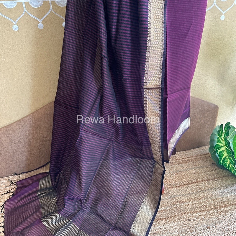 Maheshwari Wine Checks Dress Material CPT05