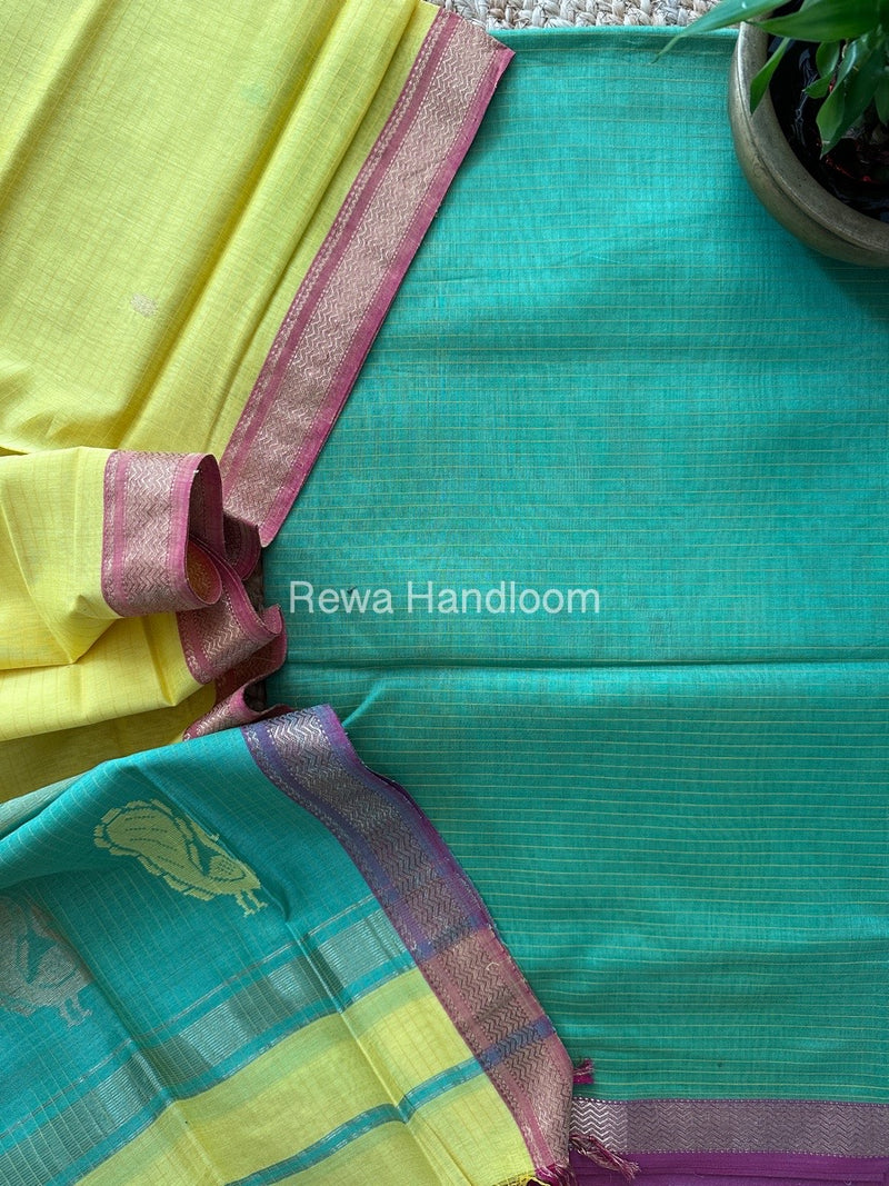 Maheshwari Peacock Buta-Buti Top-Dupatta Set