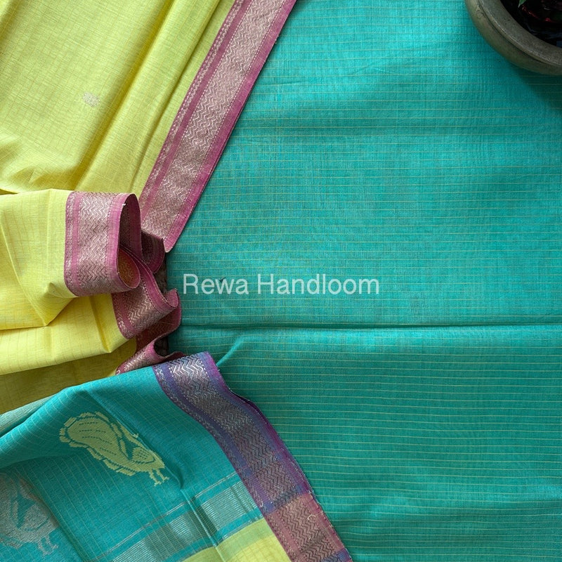 Maheshwari Peacock Buta-Buti Top-Dupatta Set