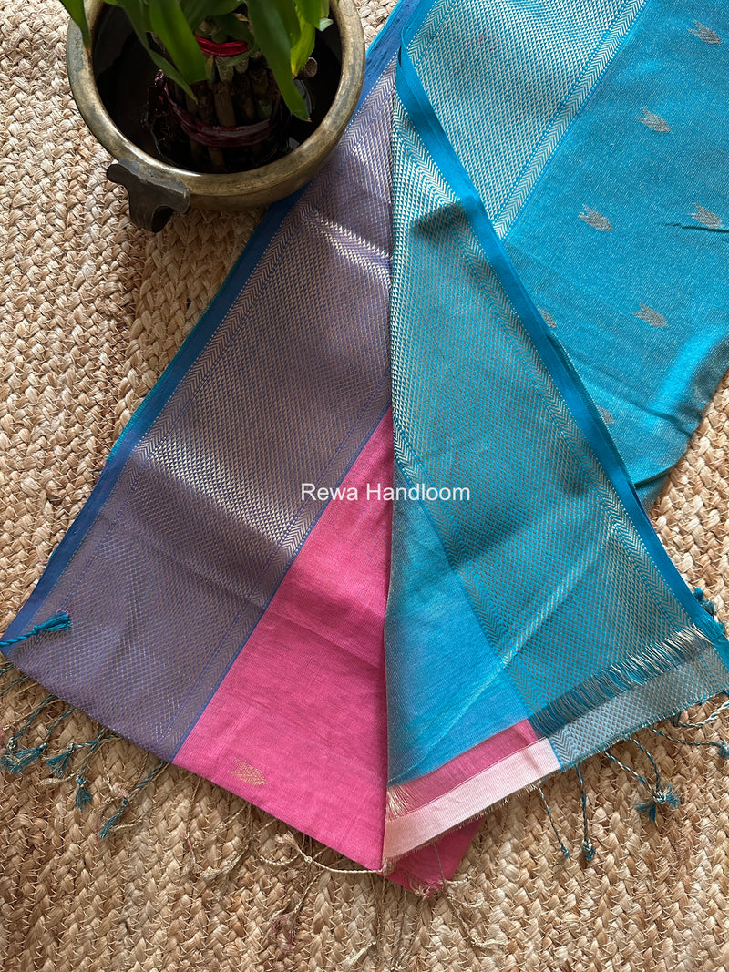 Maheshwari Fuchsia Tissue Silk Saree TVBS03