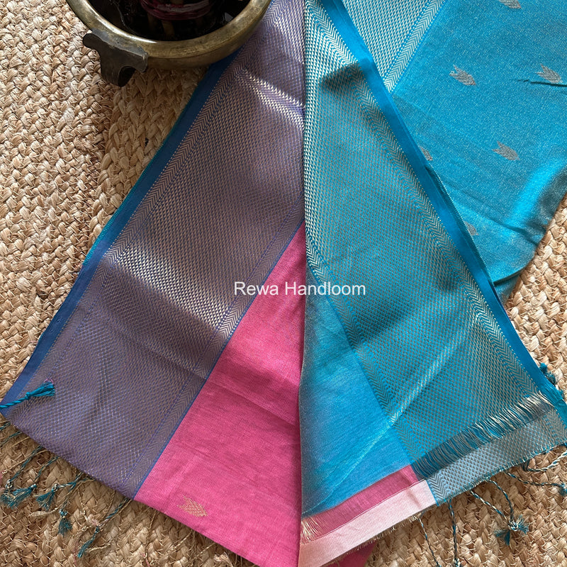 Maheshwari Fuchsia Tissue Silk Saree TVBS03