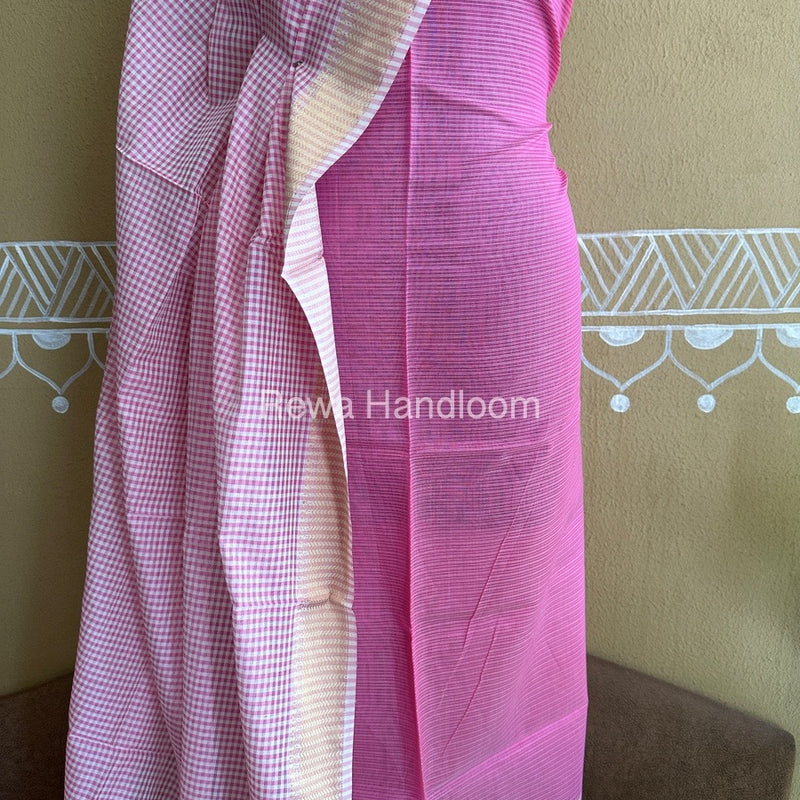 Maheshwari Pink Checks Dress Material CPT26