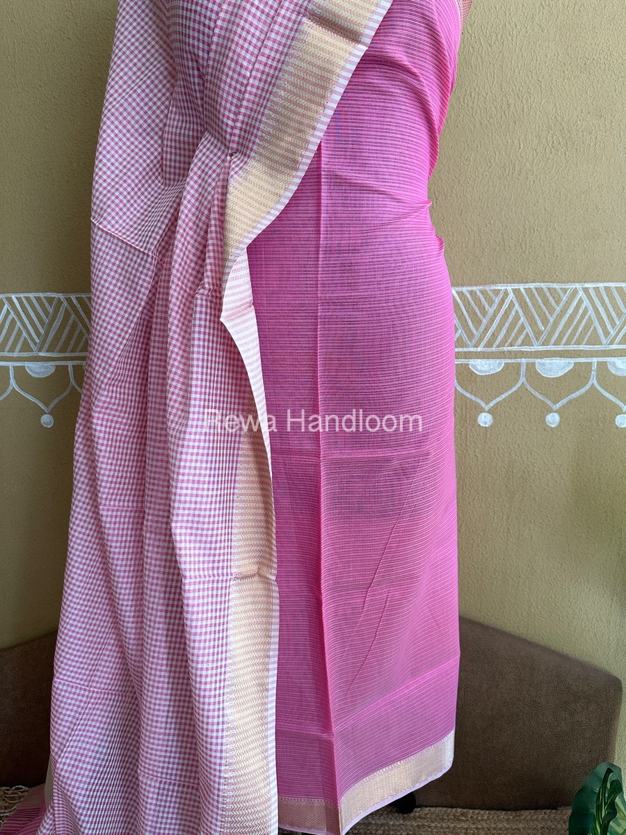 Maheshwari Pink Checks Dress Material CPT26