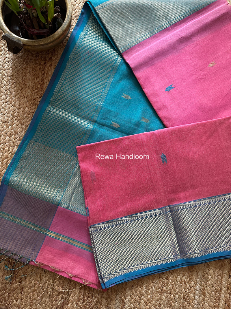 Maheshwari Fuchsia Tissue Silk Saree TVBS03