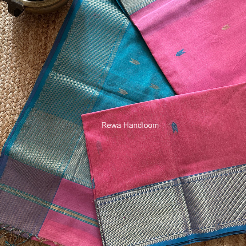 Maheshwari Fuchsia Tissue Silk Saree TVBS03