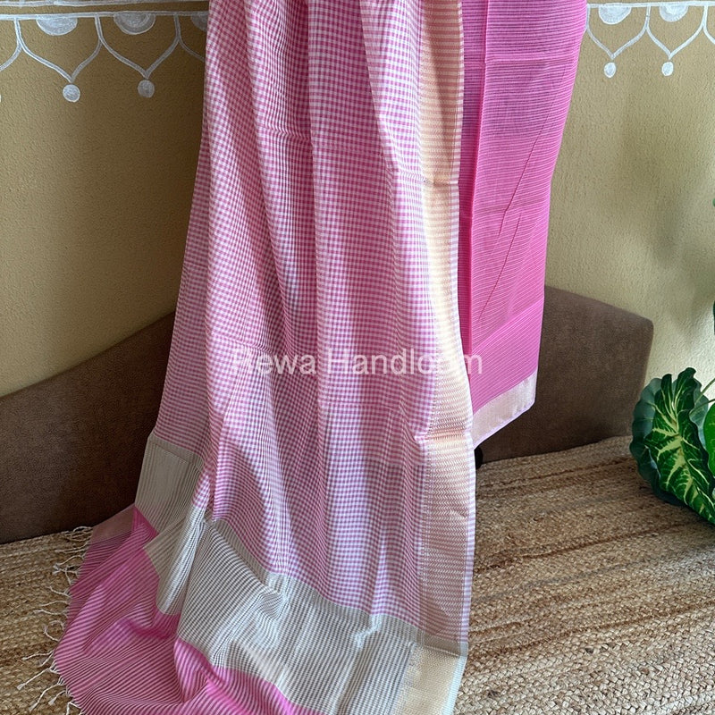 Maheshwari Pink Checks Dress Material CPT26