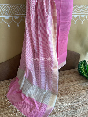 Maheshwari Pink Checks Dress Material CPT26