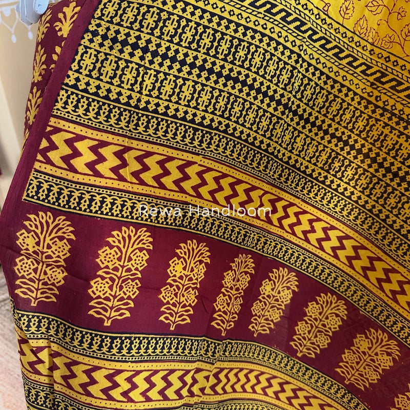 Maroon-Yellow Bagh Print Cotton Suit BGCSJ0138
