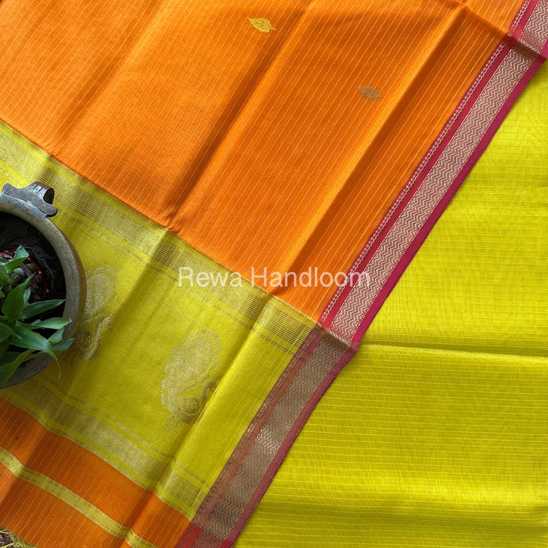 Maheshwari Yellow-Orange Motifs Top-Dupatta Set MS071