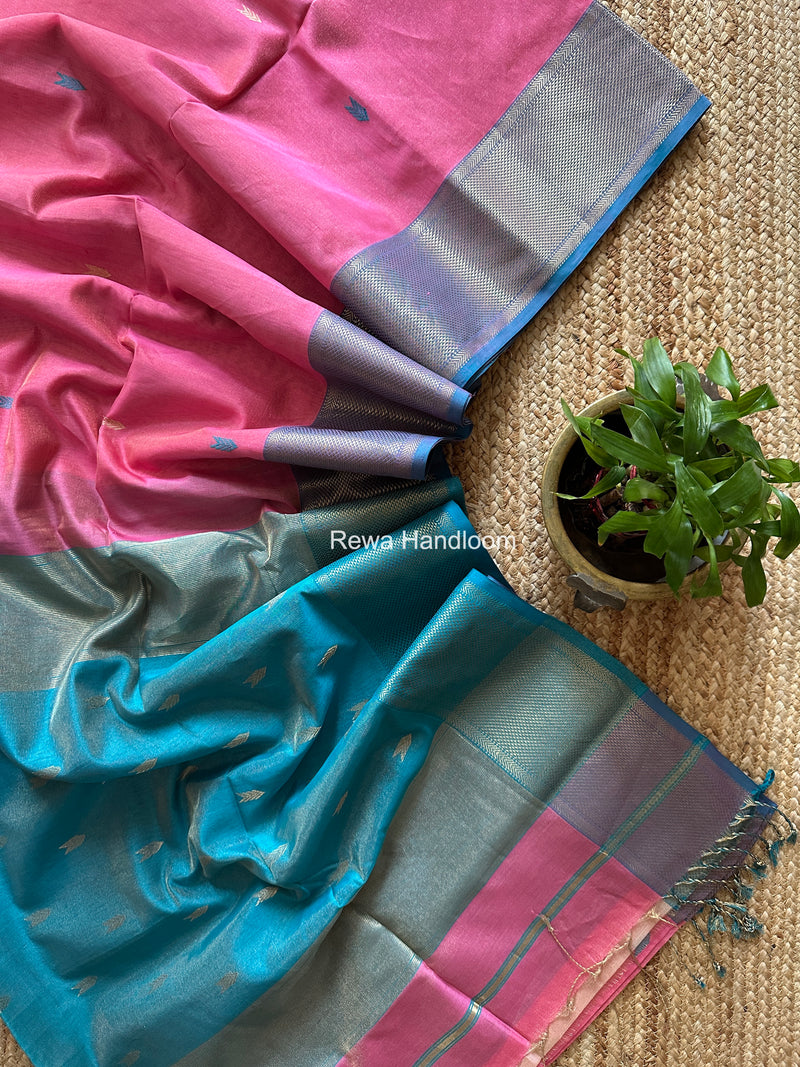 Maheshwari Fuchsia Tissue Silk Saree TVBS03