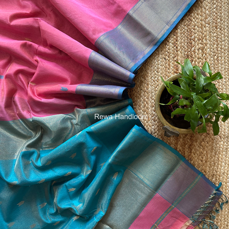 Maheshwari Fuchsia Tissue Silk Saree TVBS03