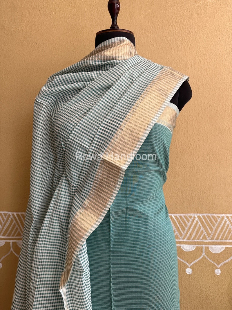 Maheshwari Aqua Green Checks Dress Material CPT20