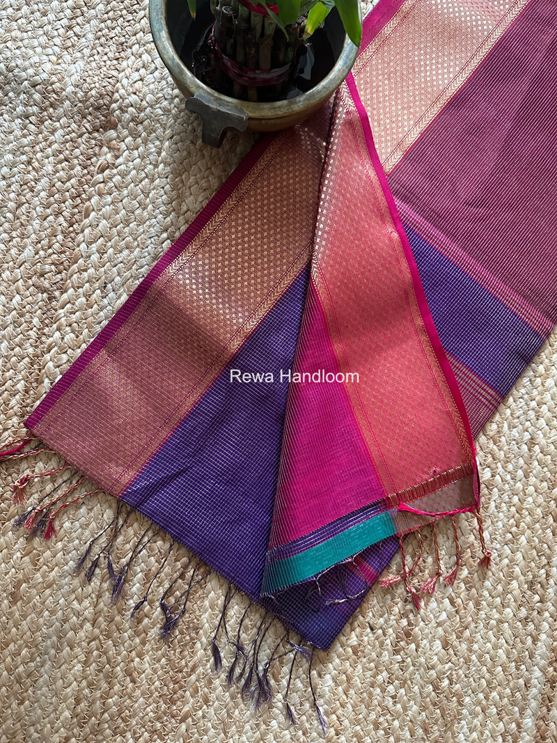 Exclusive Maheswari Purple Tissue Saree GC02
