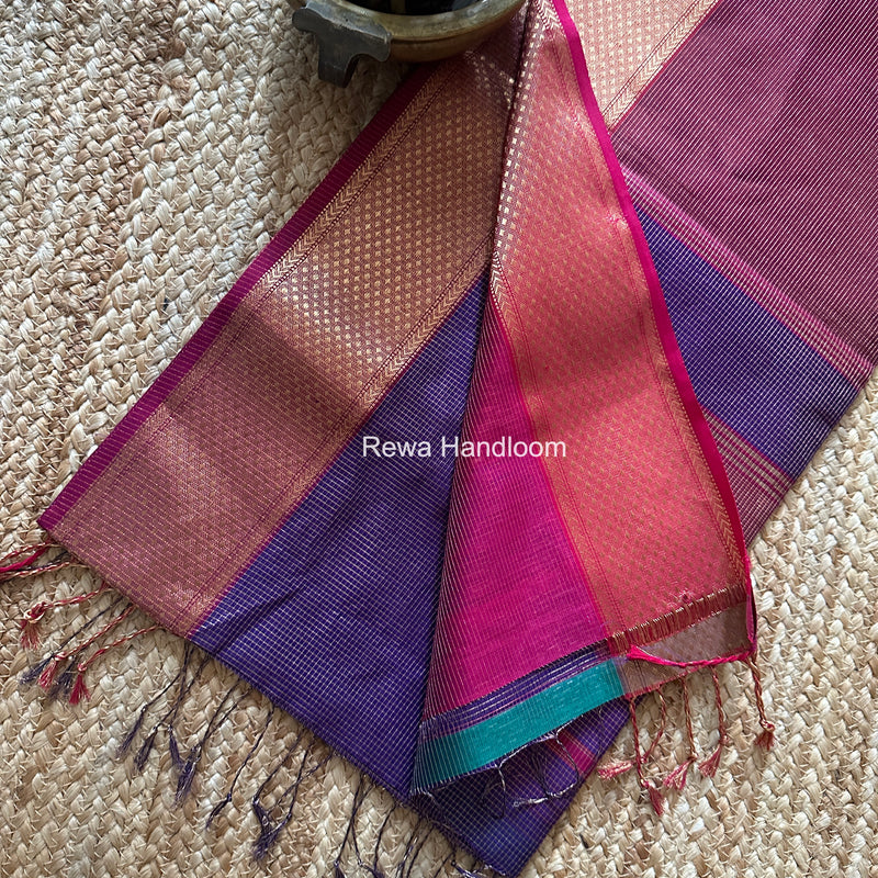 Exclusive Maheswari Purple Tissue Saree GC02