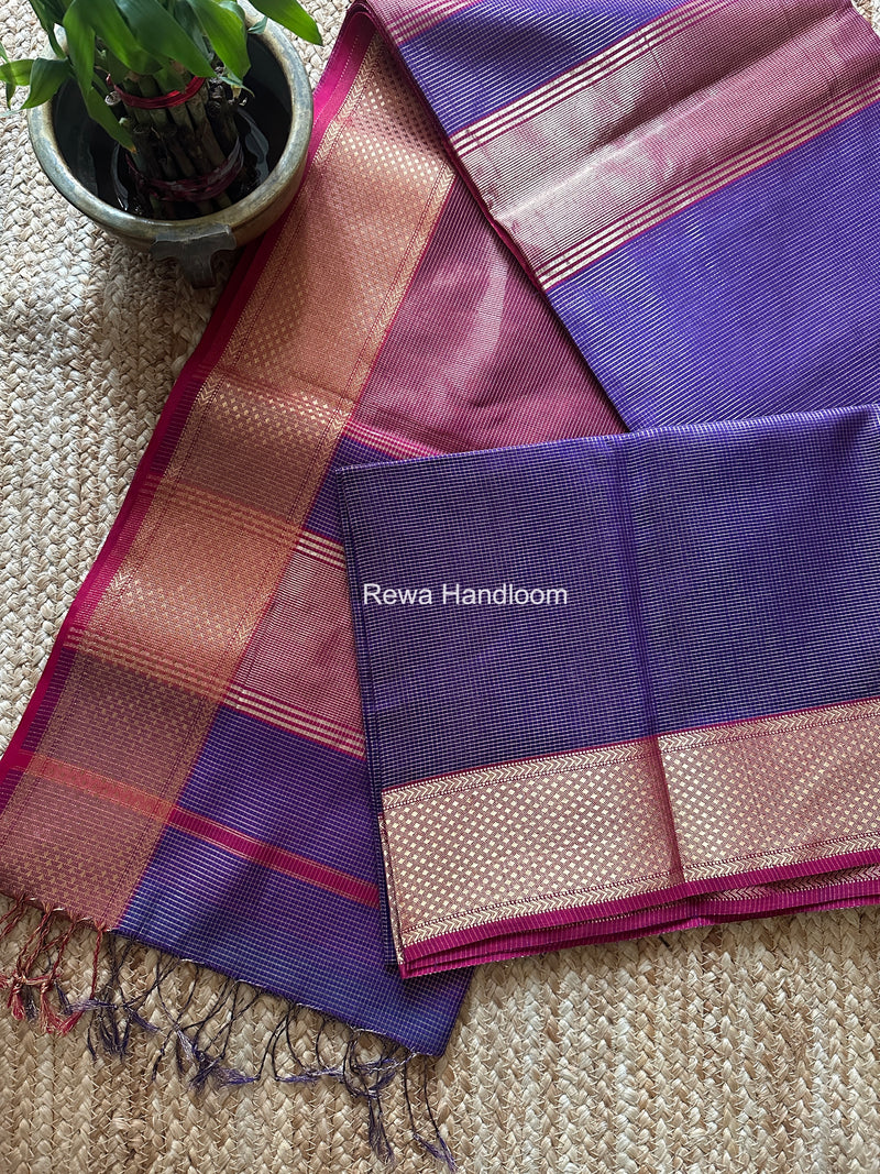 Exclusive Maheswari Purple Tissue Saree GC02