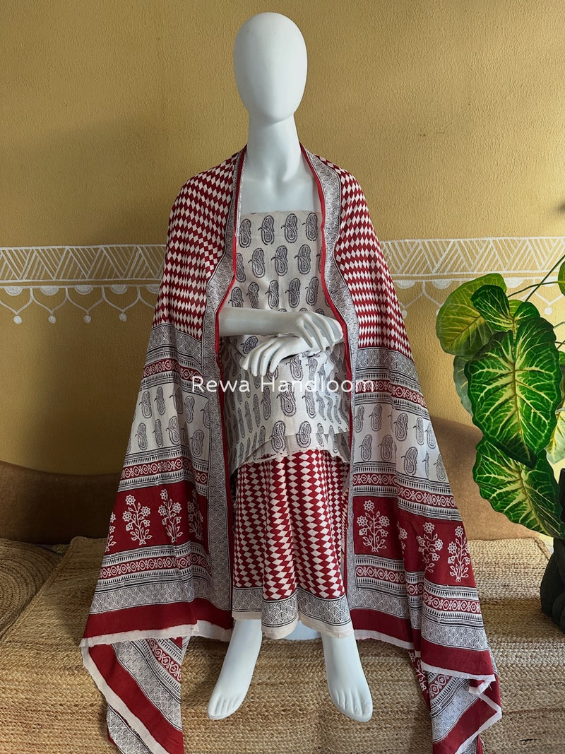 Bagh Print Cotton Suit 