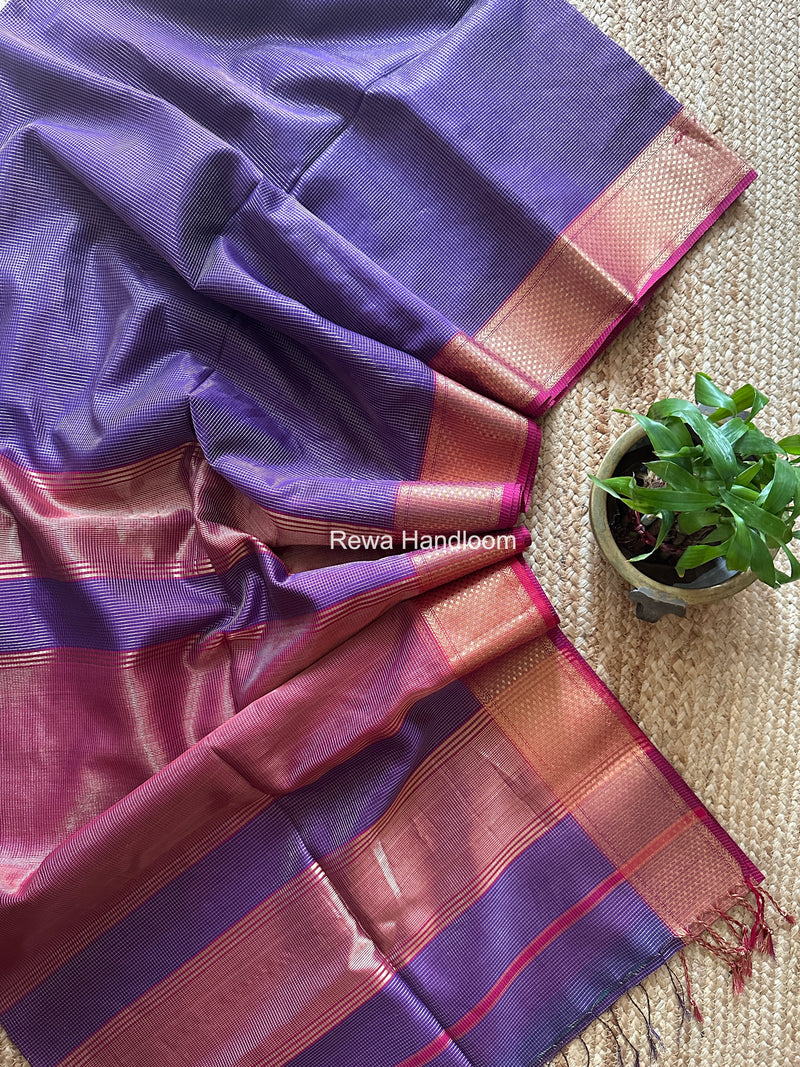 Exclusive Maheswari Purple Tissue Saree GC02