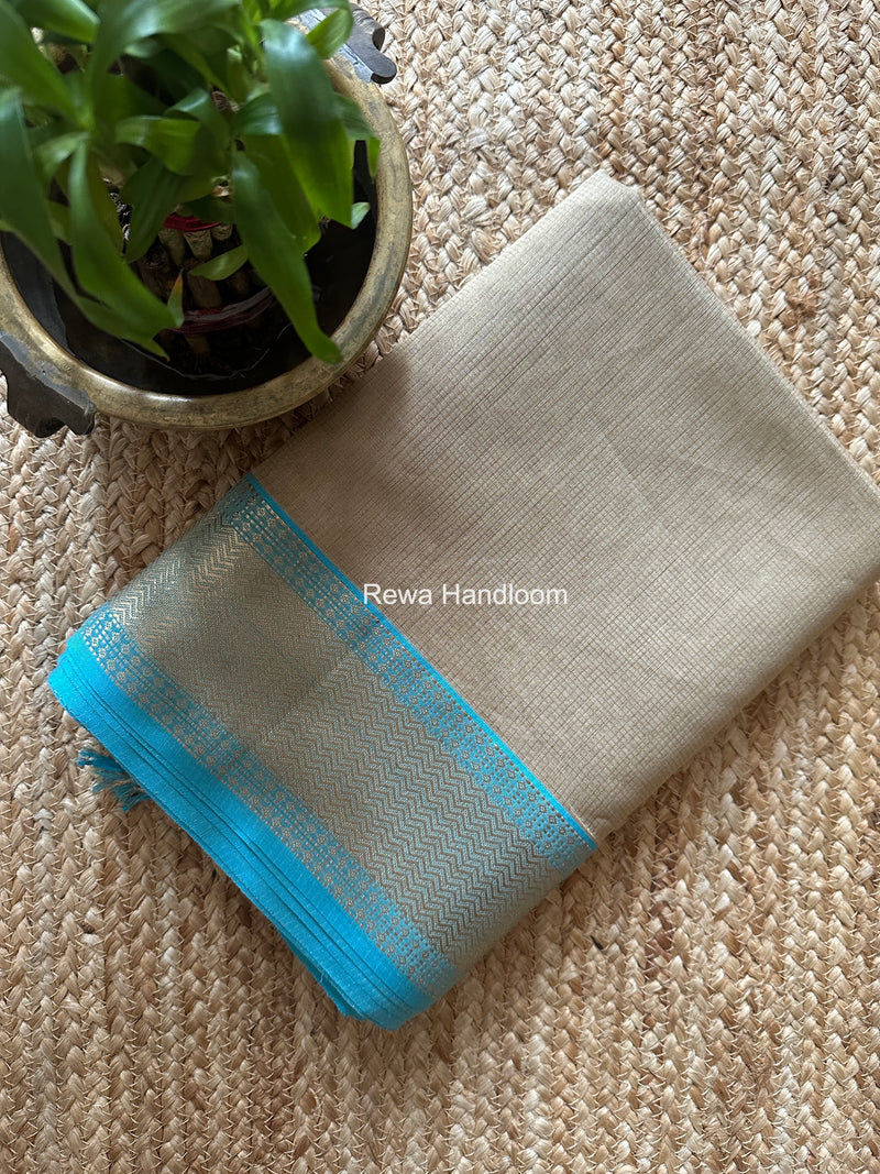 Exclusive Maheshwari Beige Tissue Silk Saree ZTS0175