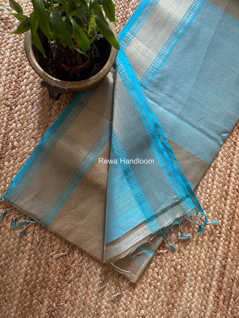 Exclusive Maheshwari Beige Tissue Silk Saree ZTS0175