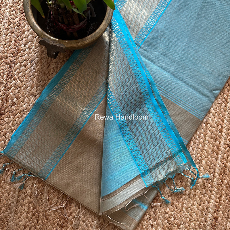 Exclusive Maheshwari Beige Tissue Silk Saree ZTS0175