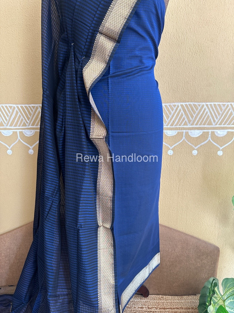 Maheshwari Blue Checks Dress Material CPT01