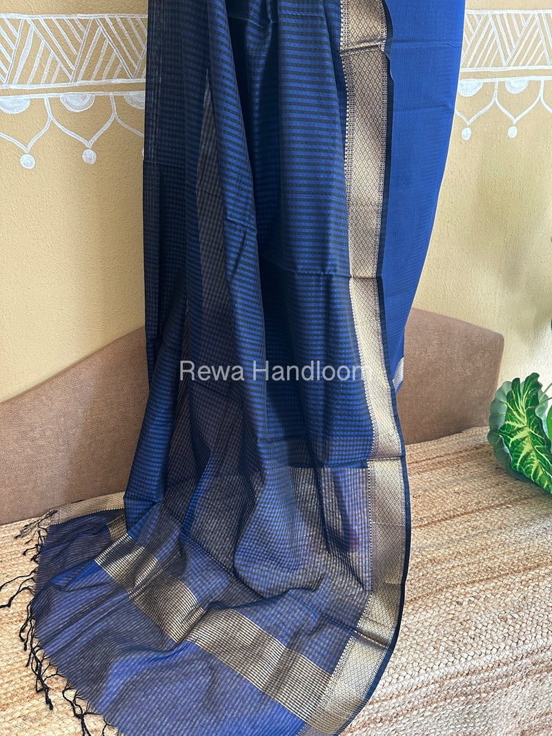 Maheshwari Blue Checks Dress Material CPT01