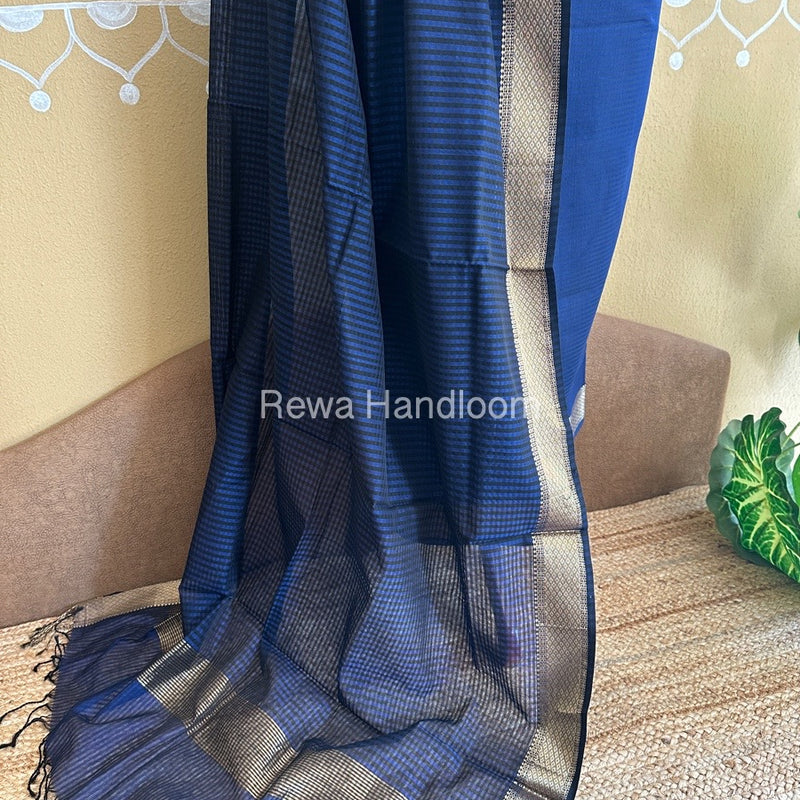 Maheshwari Blue Checks Dress Material CPT01