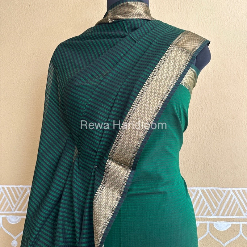 Maheshwari Mehendi Green Checks Dress Material CPT16