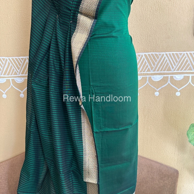 Maheshwari Mehendi Green Checks Dress Material CPT16