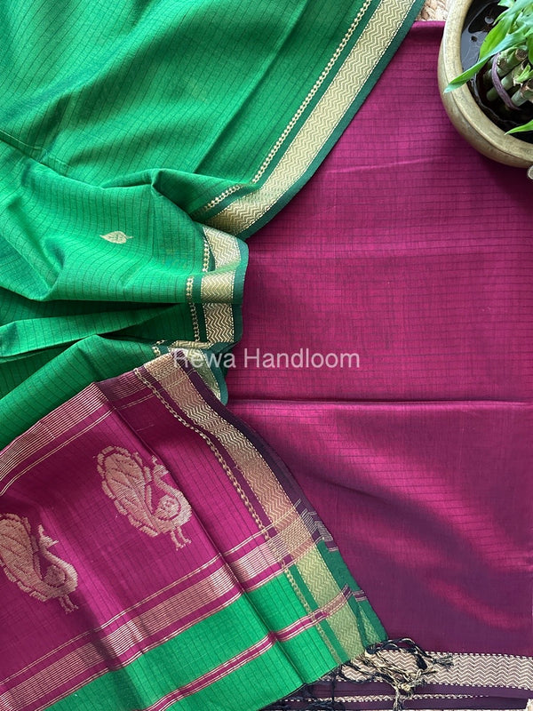 Maheshwari Peacock Buta-Buti Top-Dupatta Set