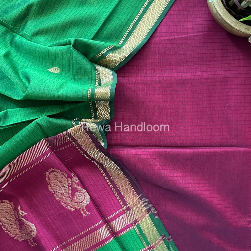 Maheshwari Peacock Buta-Buti Top-Dupatta Set